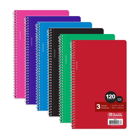 one subject spiral notebook with pockets|3 subject notebook college ruled.